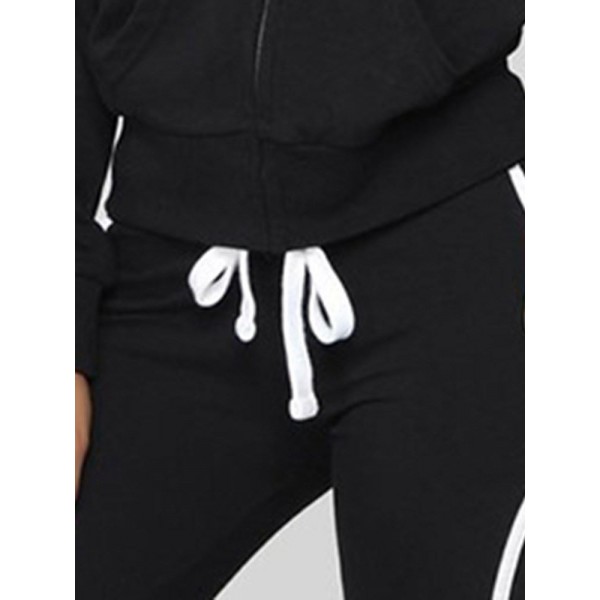 Print Letter Zipper Casual Sports Hooded Suit