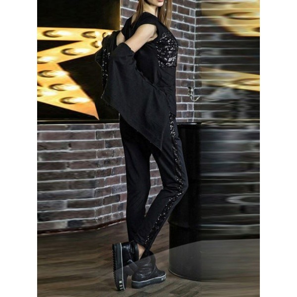 Solid Color Patchwork Women's Casual Suit