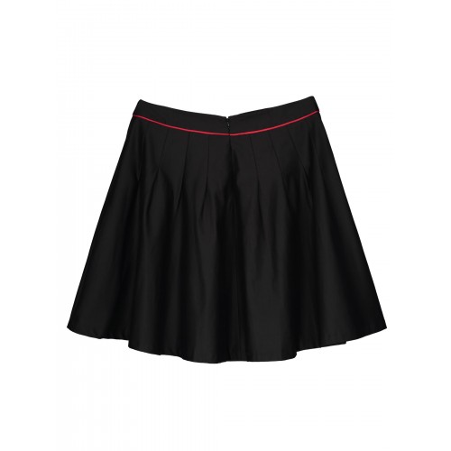 Plus Size Red Piped Black Mini Skirt