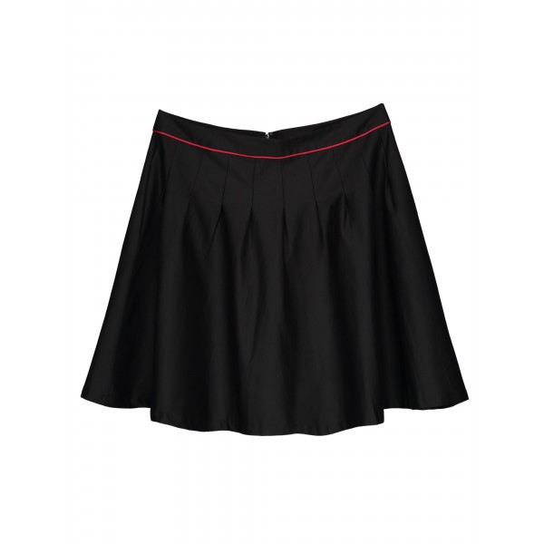 Plus Size Red Piped Black Mini Skirt