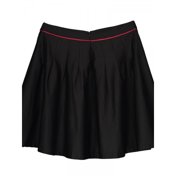 Plus Size Red Piped Black Mini Skirt