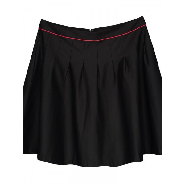 Plus Size Red Piped Black Mini Skirt