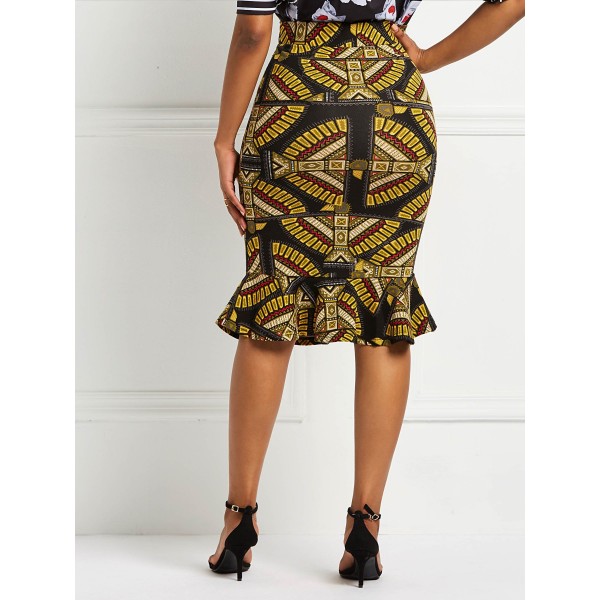 Sexy Elastic Printing Geometric Skirt