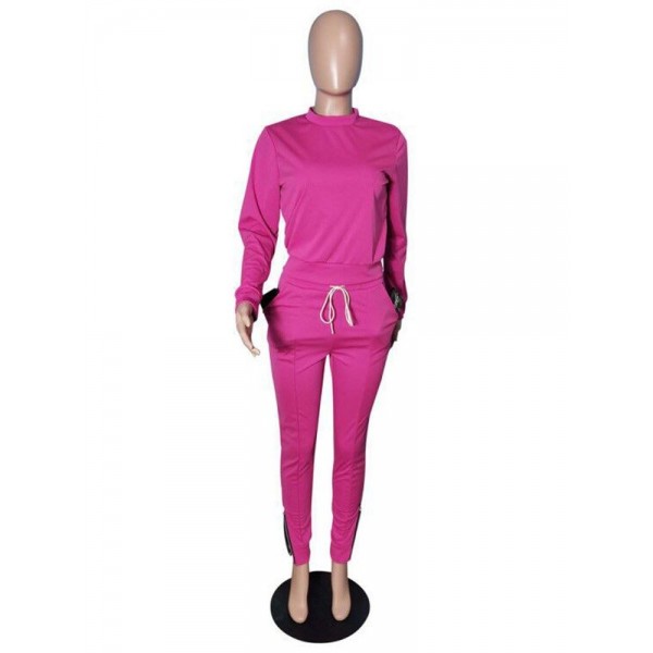 Zipper Slim Solid Color Suit