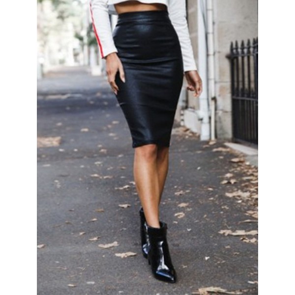 PU High Waisted Skirt