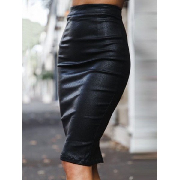 PU High Waisted Skirt