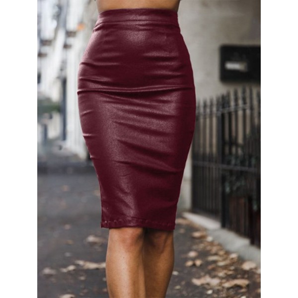 PU High Waisted Skirt