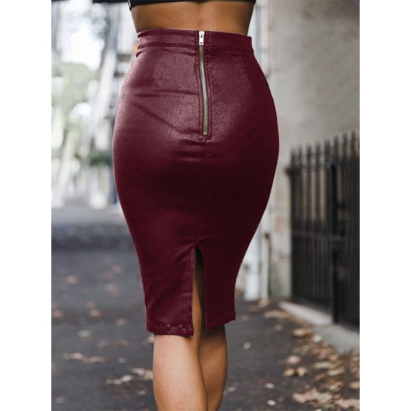 PU High Waisted Skirt