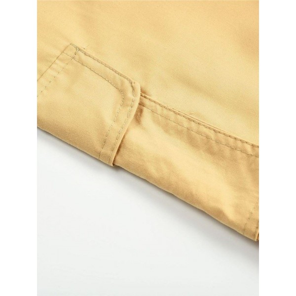 Front Pocket Soilid Color Casual Pants