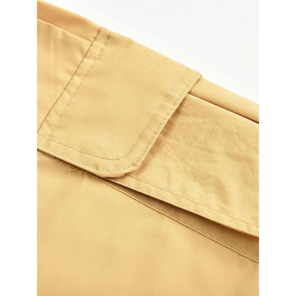 Front Pocket Soilid Color Casual Pants