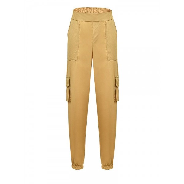 Front Pocket Soilid Color Casual Pants