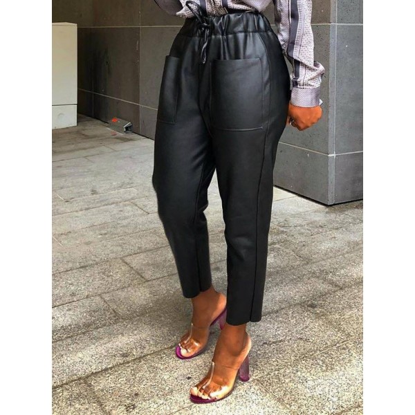 High Waisted Front Pocket Casual Pants