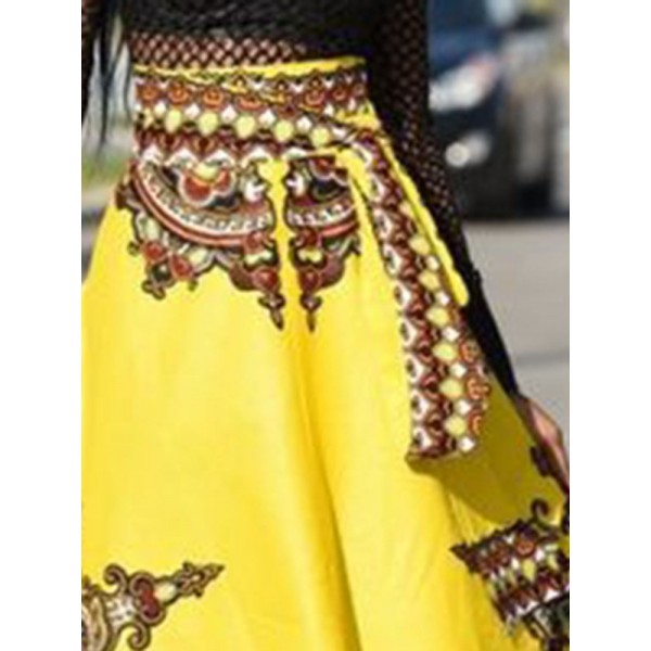 Asymmetrical Floral High Waist Boho Skirt