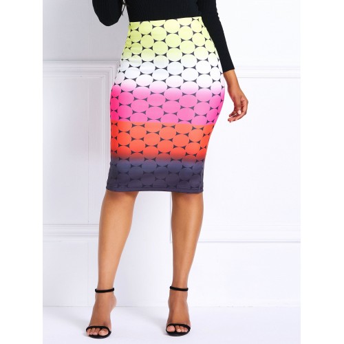 High-Waist Geometry Print Skirt