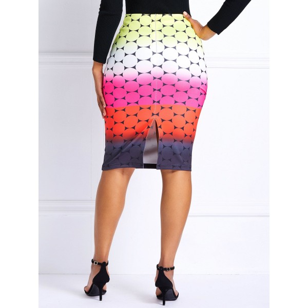 High-Waist Geometry Print Skirt