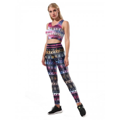 Christmas Print Breathable Geometric Women's Pants