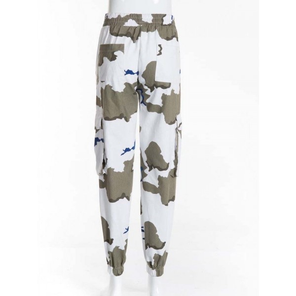 Charming Contrast Color Camouflage Casual Pants