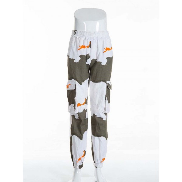 Charming Contrast Color Camouflage Casual Pants