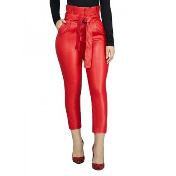 Slim Plain Ankle Length High-Waist Casual Pants